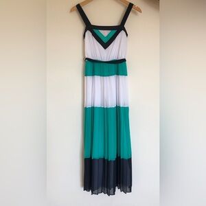 Banana Republic x Milly green black white chevron pleated dress 00p